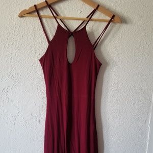 Burgundy open back tight dress